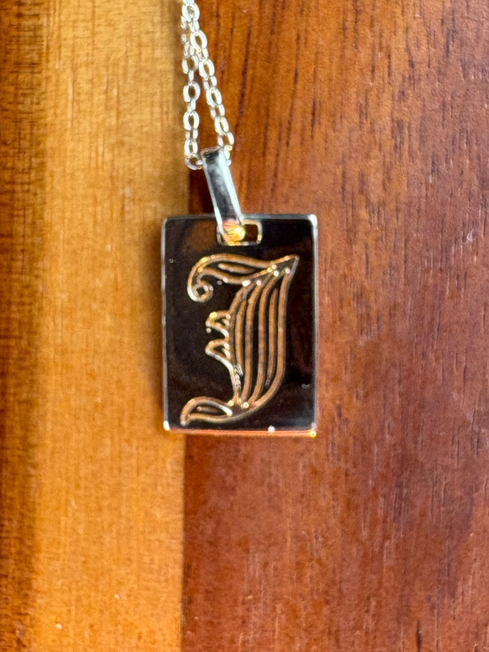 Mod & Jo S925 Sterling Silver Gold Plated Old English J Initial Pendant Necklace